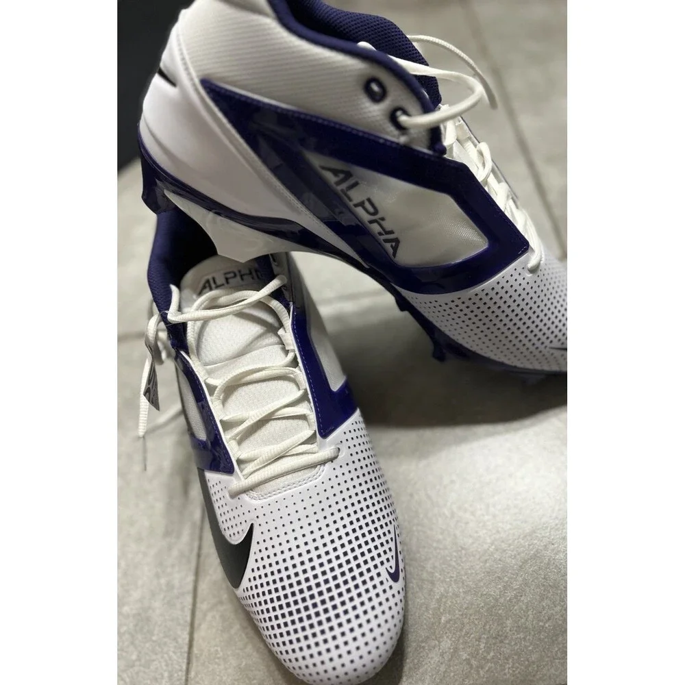 NWOB Nike Alpha Menace Pro 4 Football Cleats White Blue IB2507-102 Men SZ 14.5